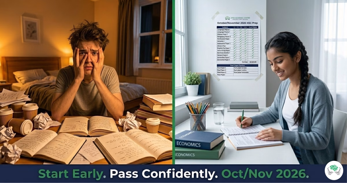 Comparison of stressed last-minute matric student versus calm early-prepared student for October November NSC rewrite