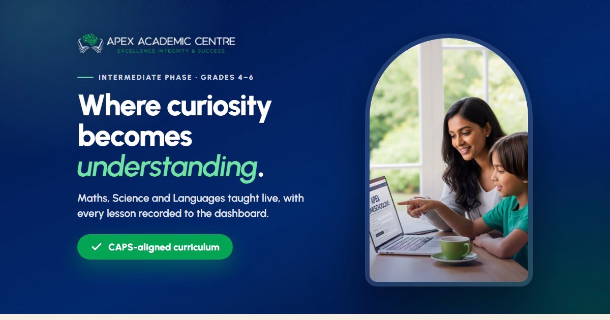 Intermediate Phase homeschooling with Apex Academic Centre for CAPS Grades 4 to 6