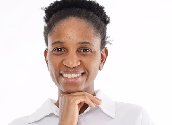 Close portrait of a South African woman who tutors with Apex Academic Centre